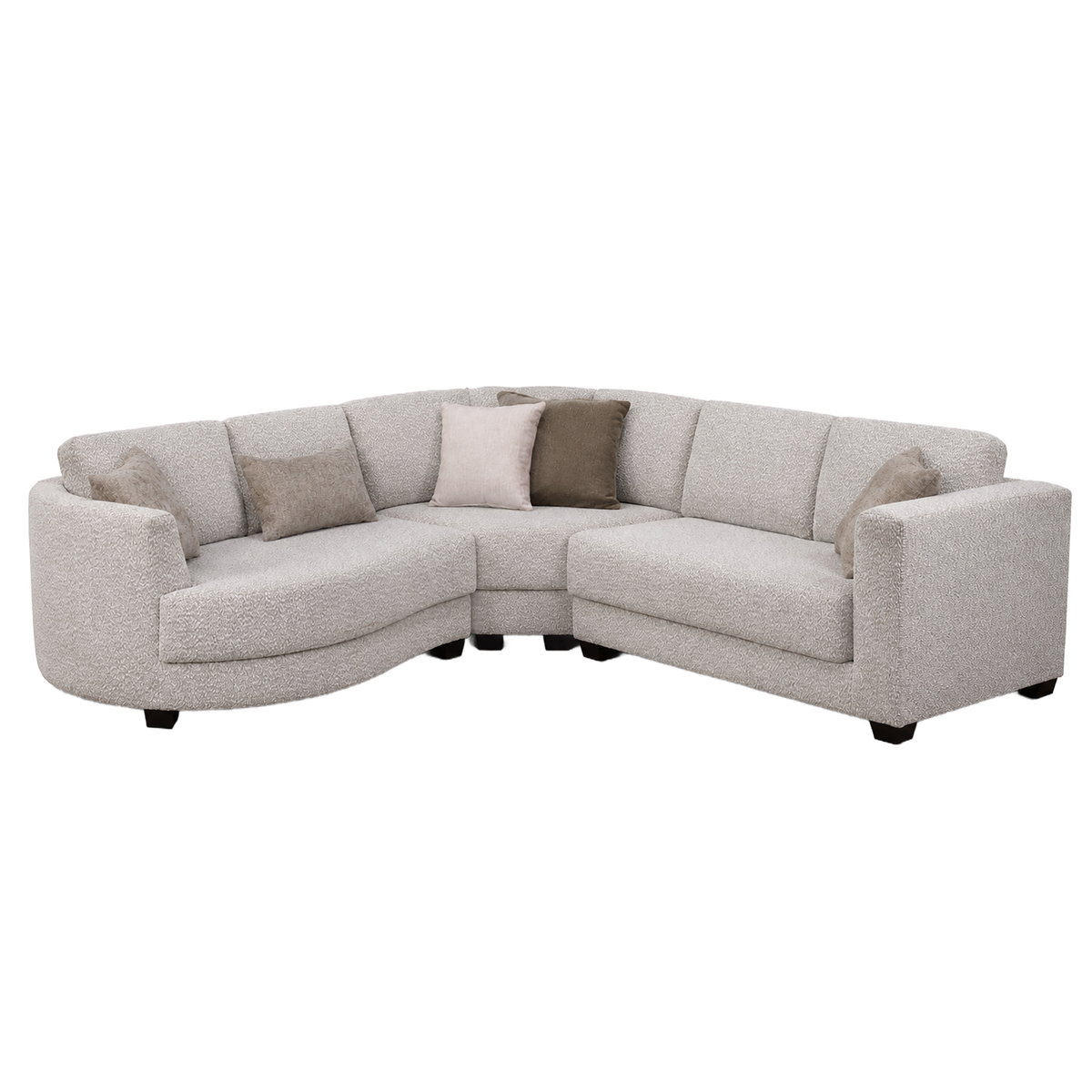 Tuzla Modern Curved Fabric Cuddler Sectional Sofa, Natural