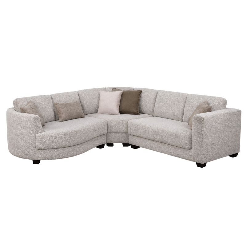 Tuzla Modern Curved Fabric Cuddler Sectional Sofa, Natural