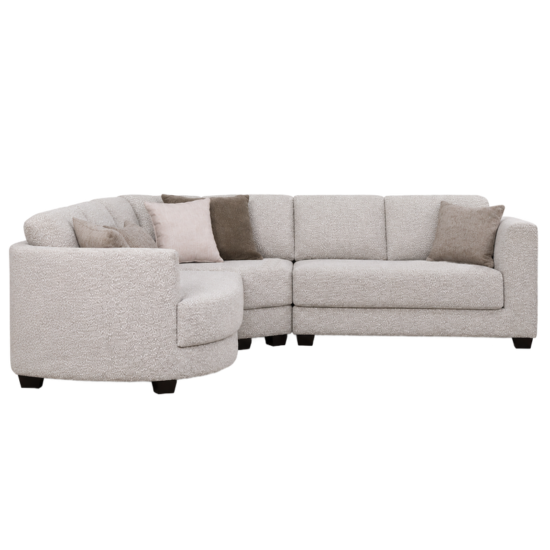Tuzla Modern Curved Fabric Cuddler Sectional Sofa, Natural