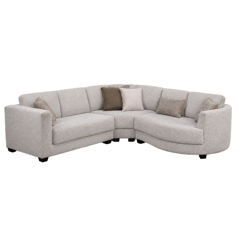 Tuzla Modern Curved Fabric Cuddler Sectional Sofa, Natural