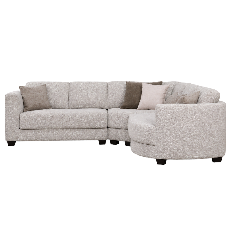 Tuzla Modern Curved Fabric Cuddler Sectional Sofa, Natural