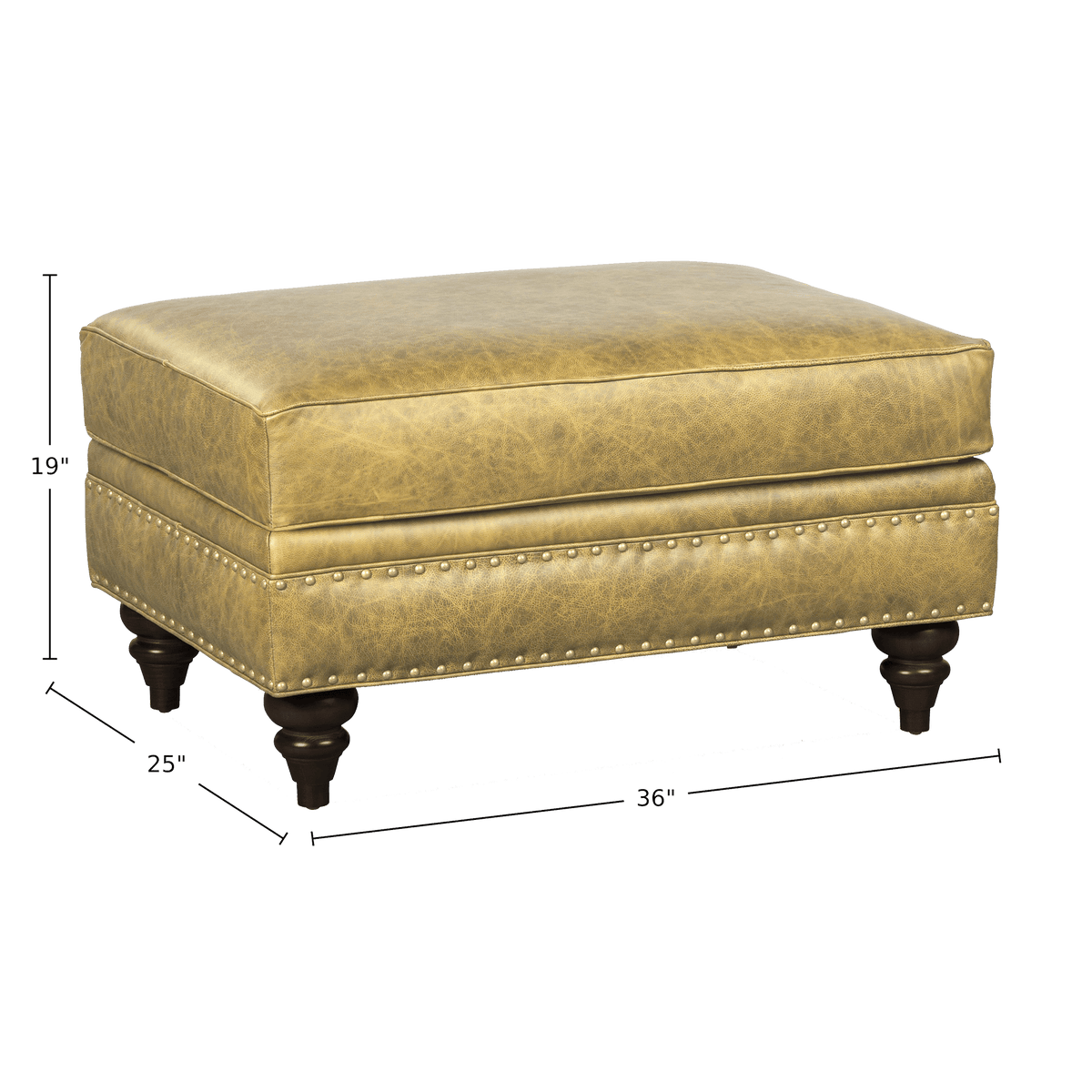 Ulrika Genuine Leather Ottoman - Made in U.S.A. - Coja