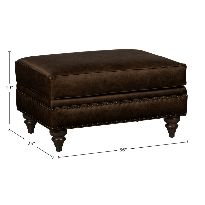 Ulrika Genuine Leather Ottoman - Made in U.S.A. - Coja