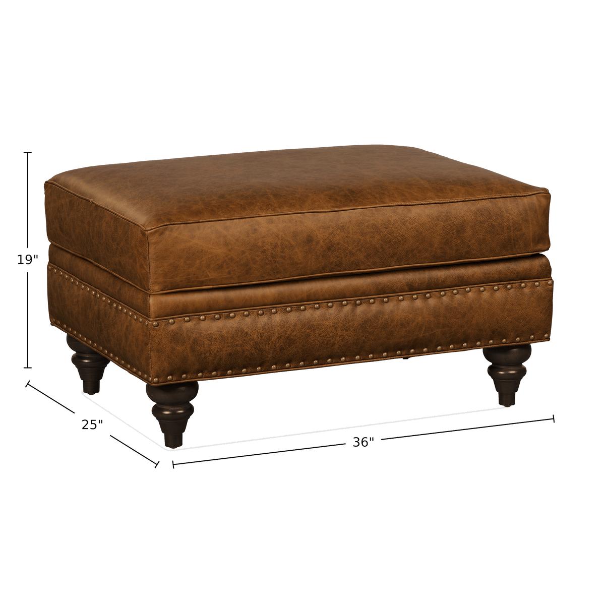 Ulrika Genuine Leather Ottoman - Made in U.S.A. - Coja