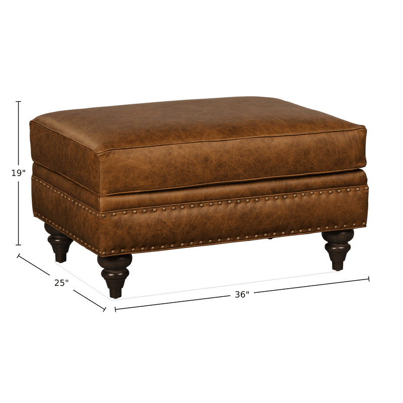 Ulrika Genuine Leather Ottoman - Made in U.S.A. - Coja