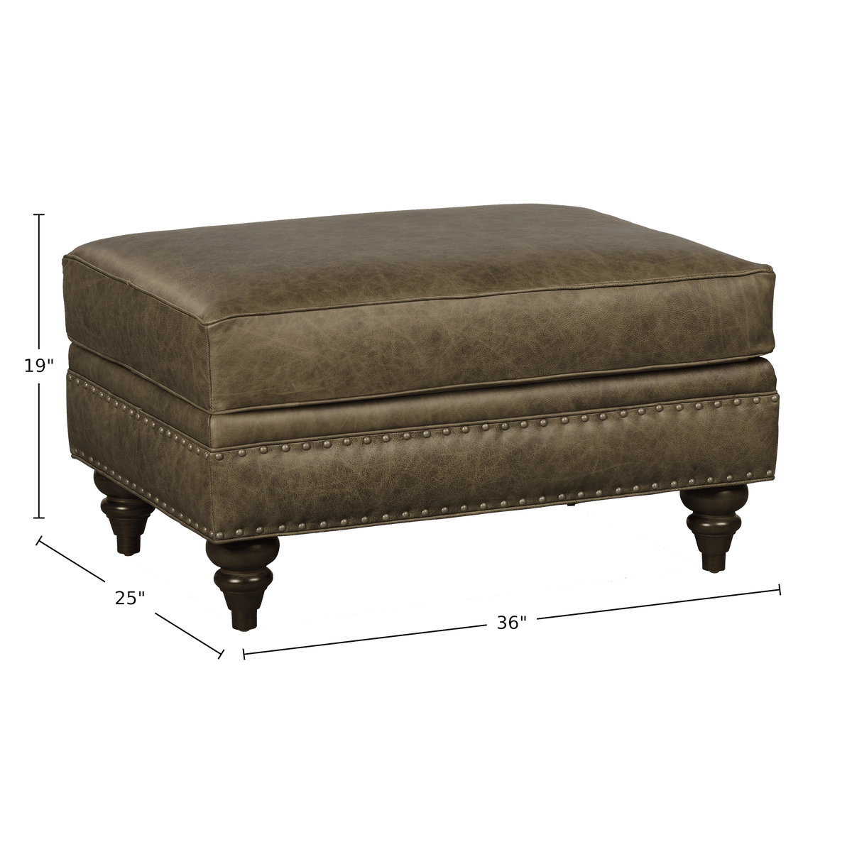 Ulrika Genuine Leather Ottoman - Made in U.S.A. - Coja