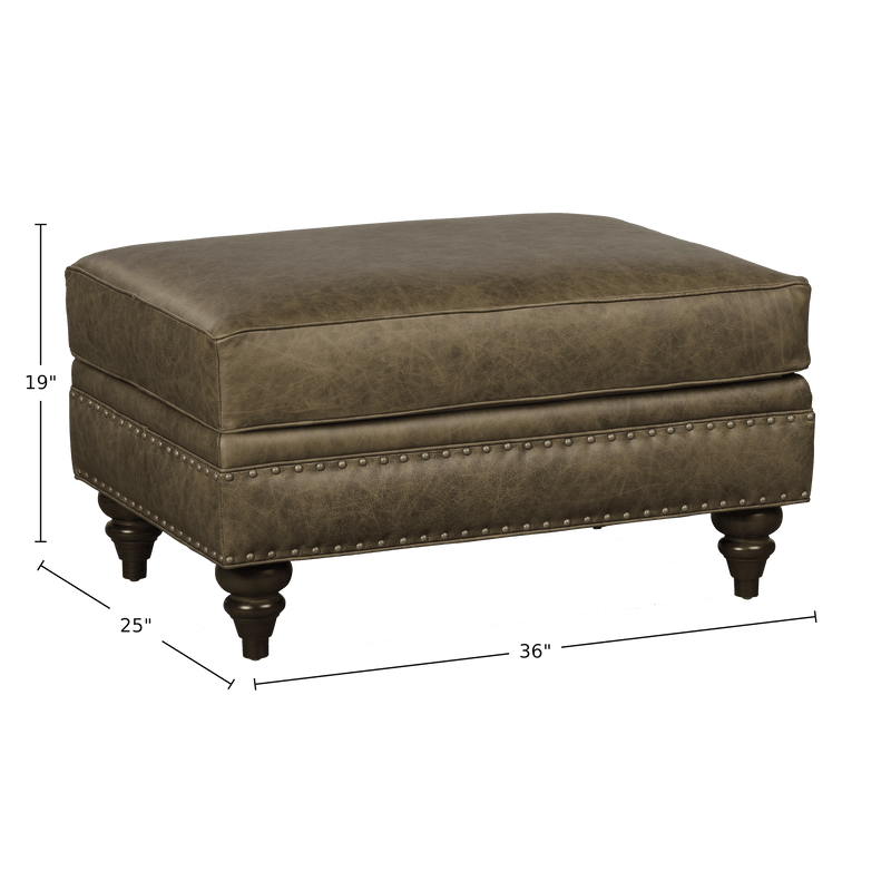 Ulrika Genuine Leather Ottoman - Made in U.S.A. - Coja