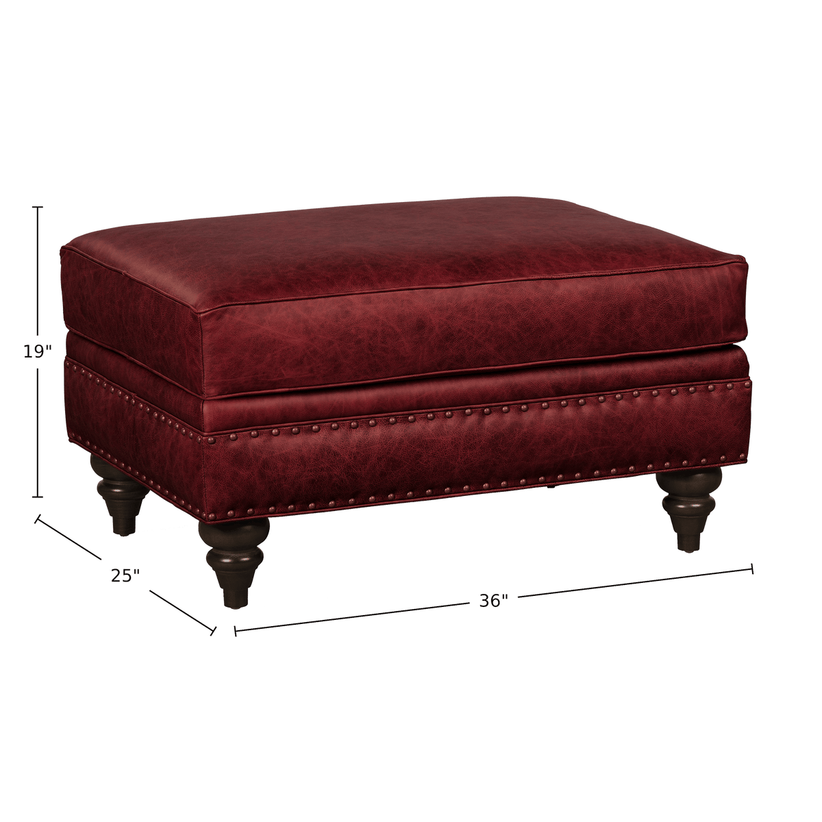 Ulrika Genuine Leather Ottoman - Made in U.S.A. - Coja