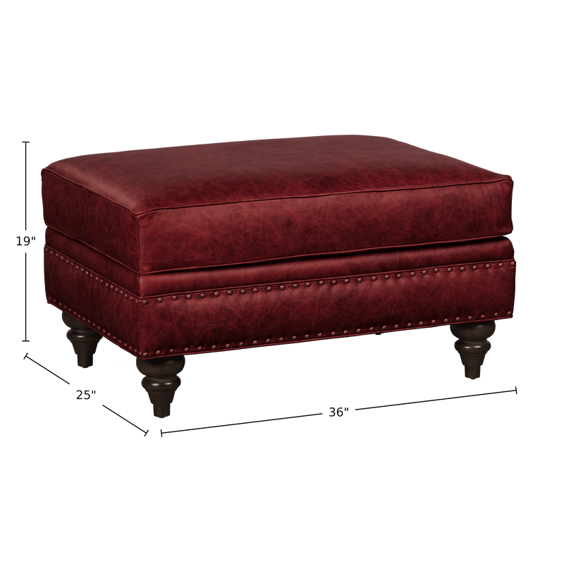 Ulrika Genuine Leather Ottoman - Made in U.S.A. - Coja