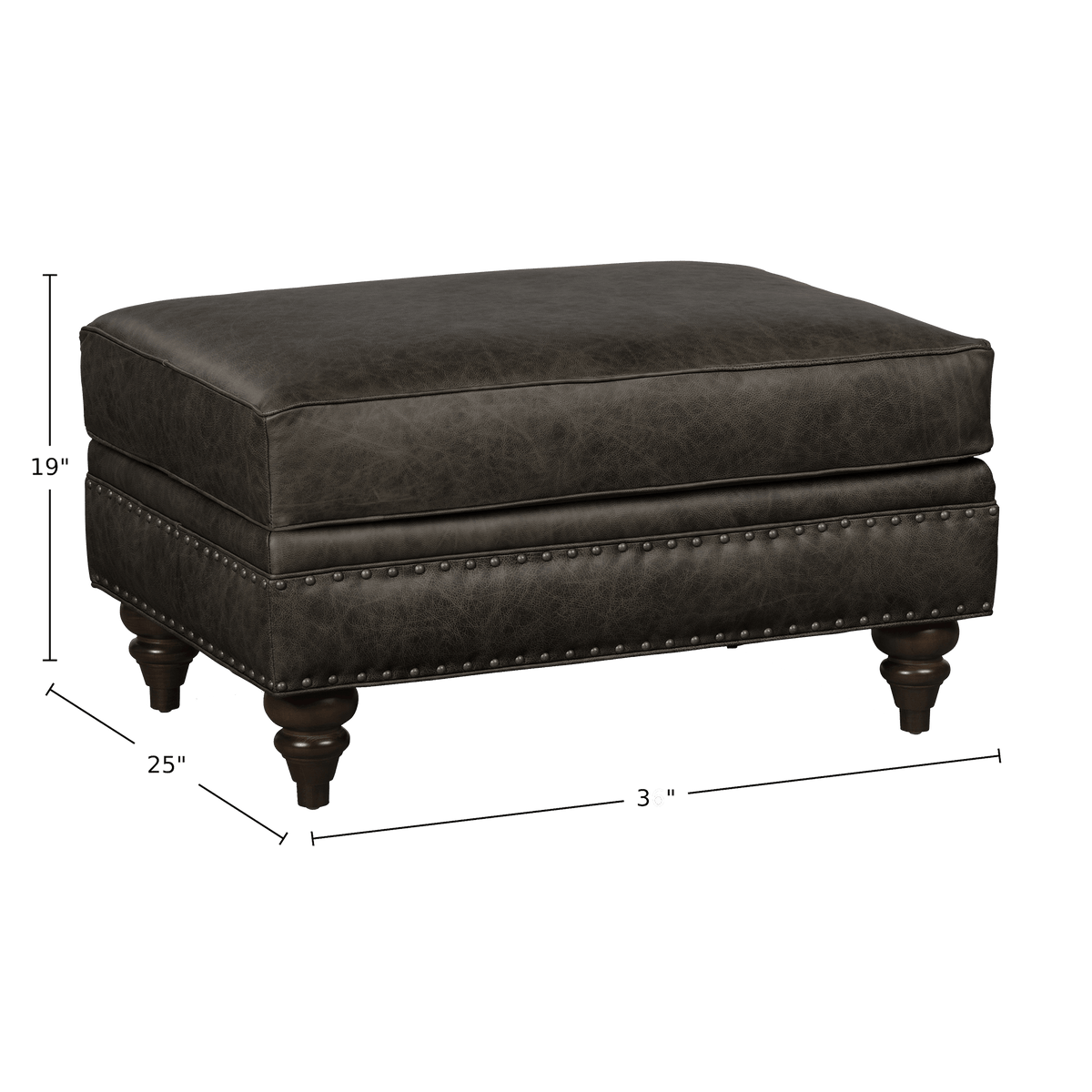 Ulrika Genuine Leather Ottoman - Made in U.S.A. - Coja