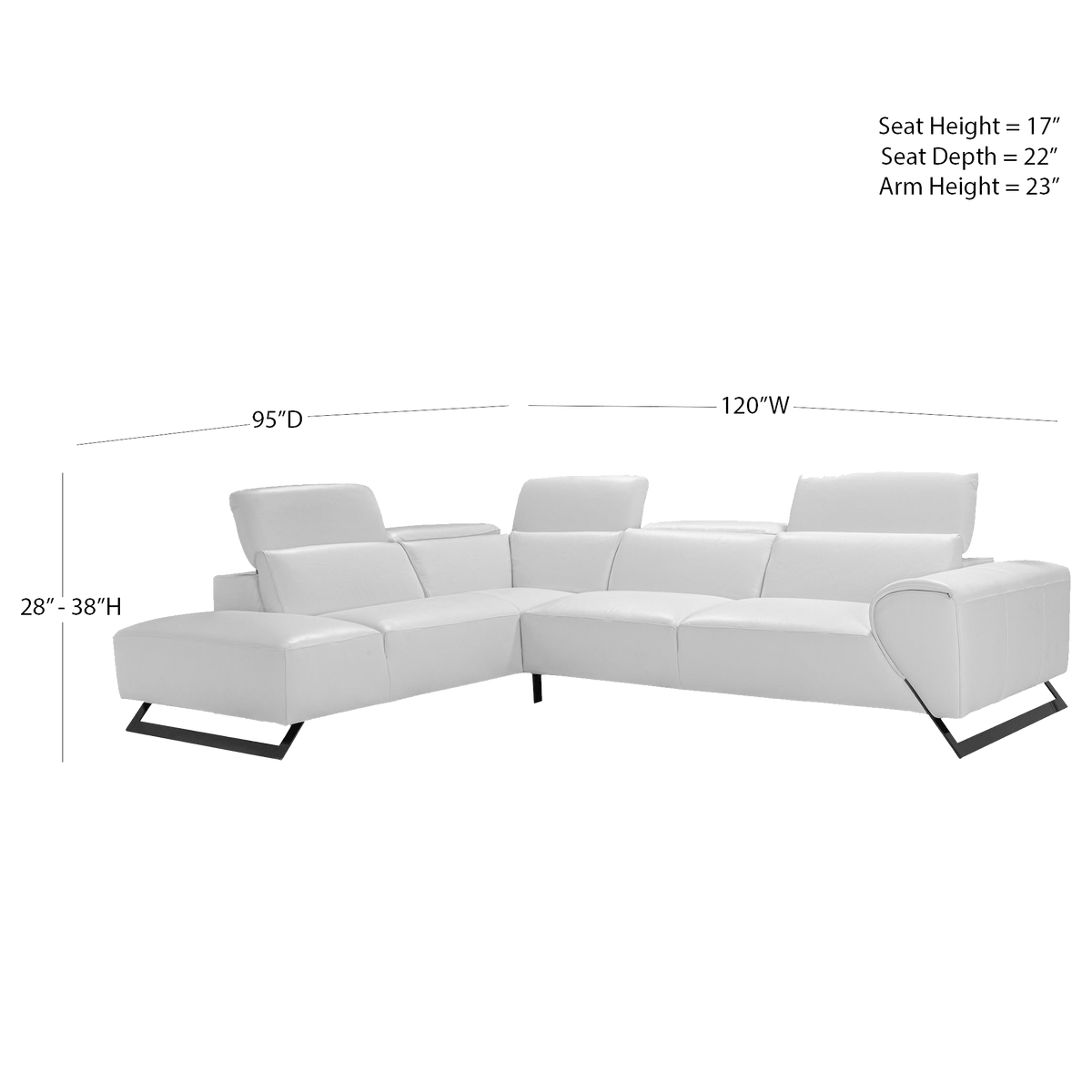 Vesuvio Sculptural Italian Leather Sectional – White - Coja