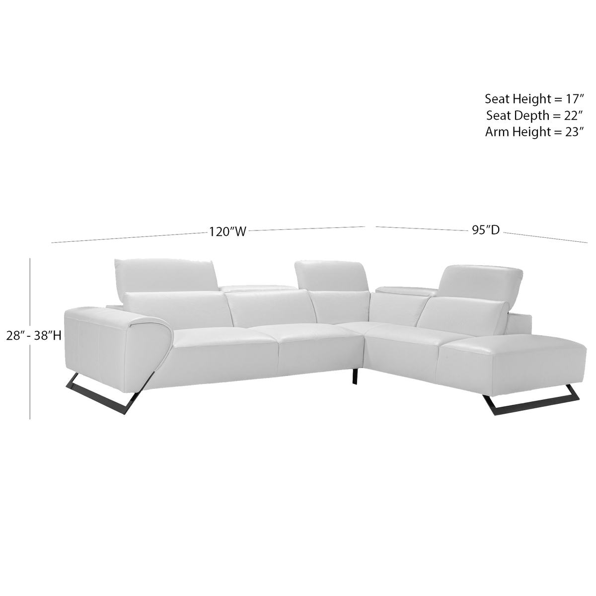 Vesuvio Sculptural Italian Leather Sectional – White - Coja