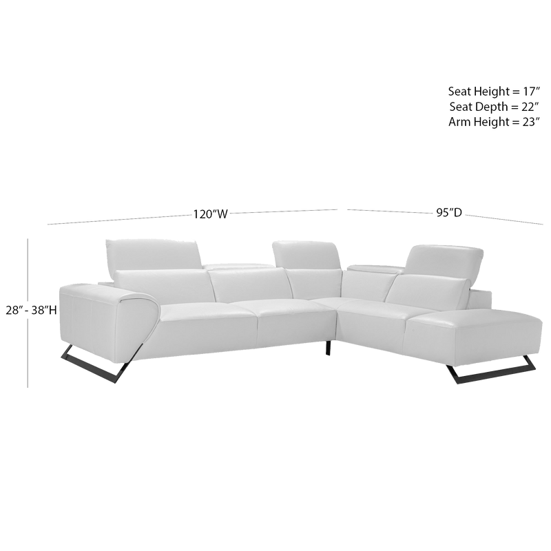 Vesuvio Sculptural Italian Leather Sectional – White - Coja