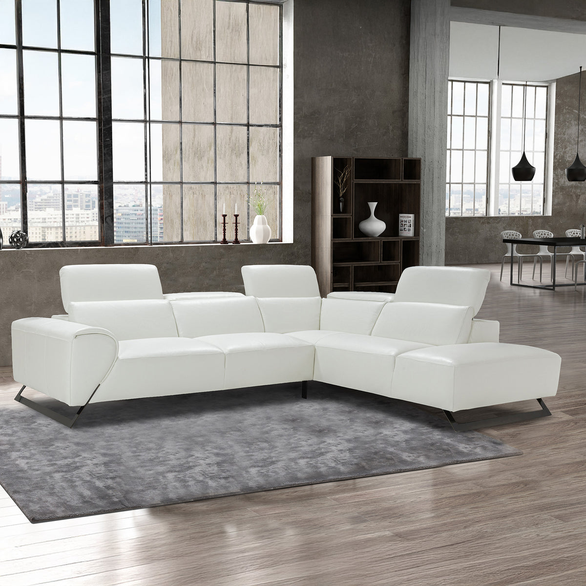 Vesuvio Sculptural Italian Leather Sectional – White - Coja