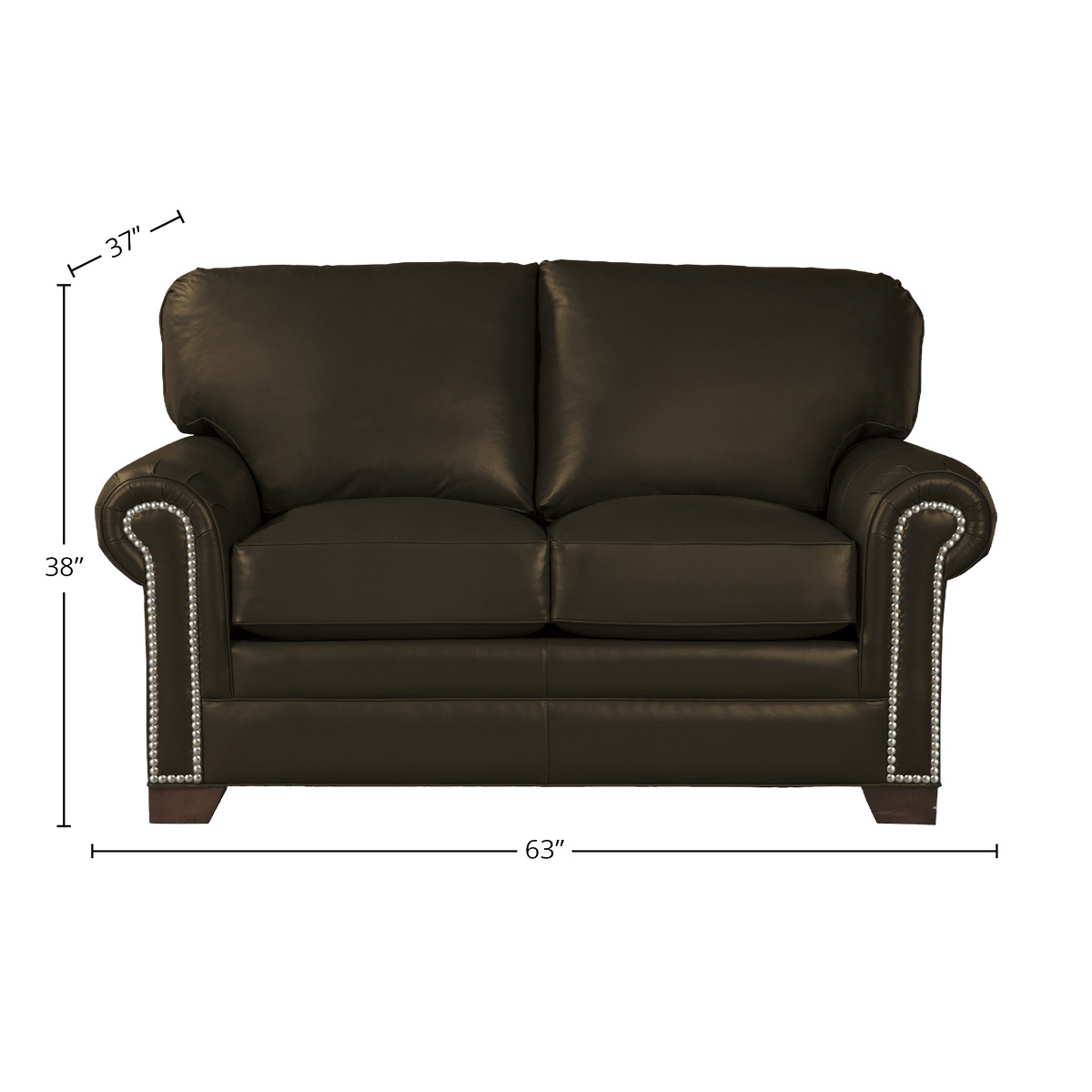 Vidonia Genuine Leather Loveseat - Made in U.S.A. - Coja