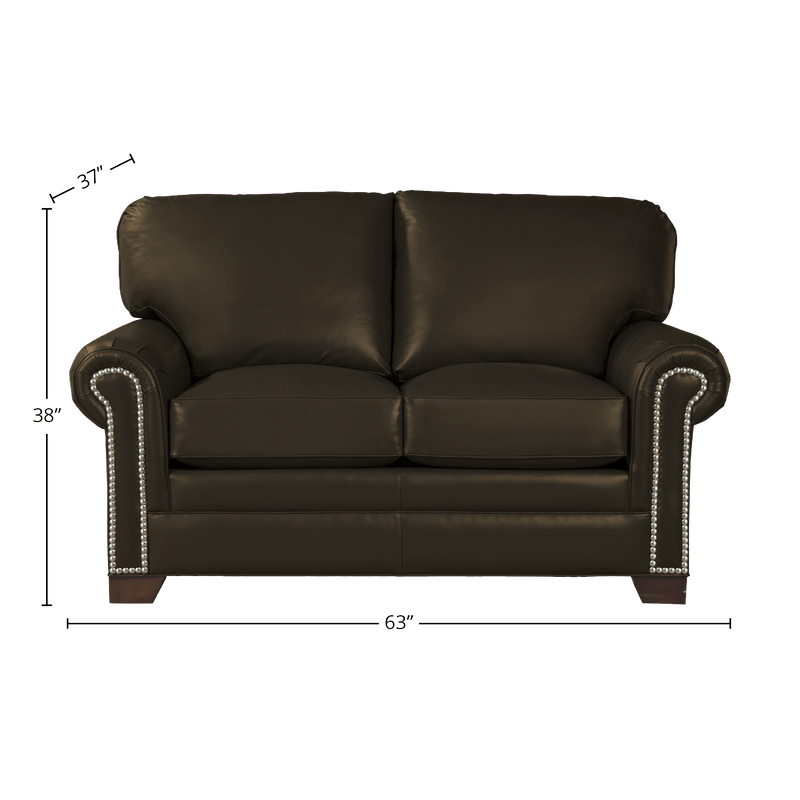 Vidonia Genuine Leather Loveseat - Made in U.S.A. - Coja