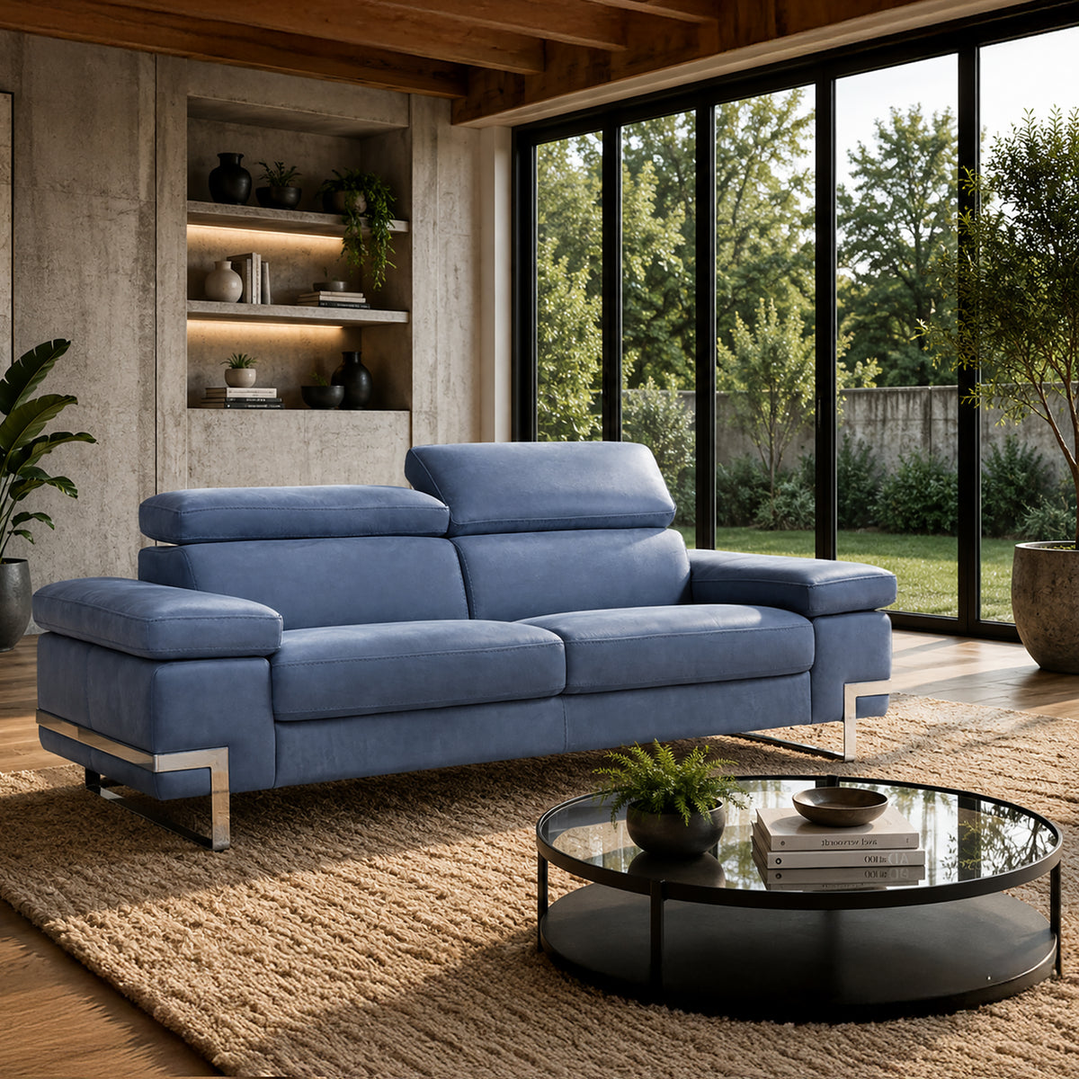 Vittoria Contemporary Italian Leather Loveseat - Coja
