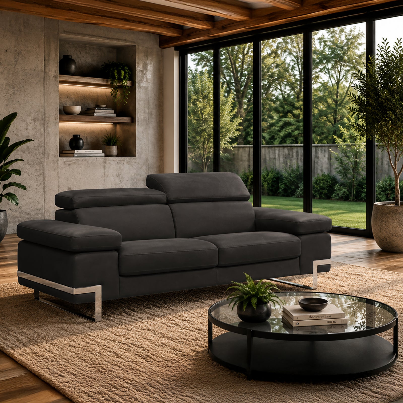 Vittoria Contemporary Italian Leather Loveseat
