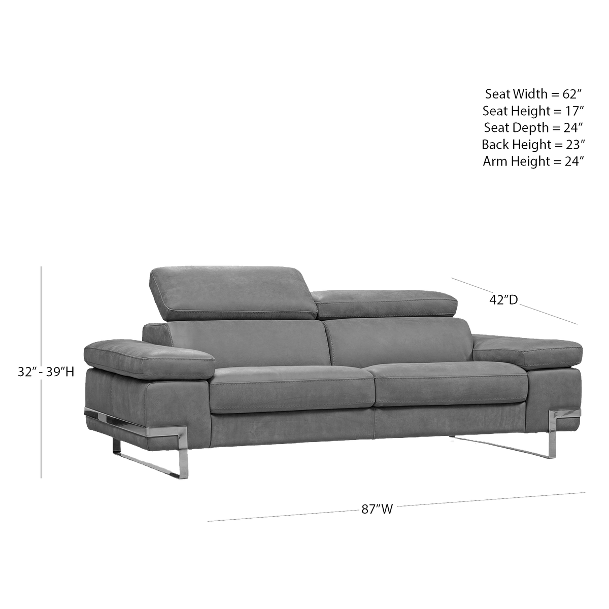 Vittoria Contemporary Italian Leather Sofa - Coja