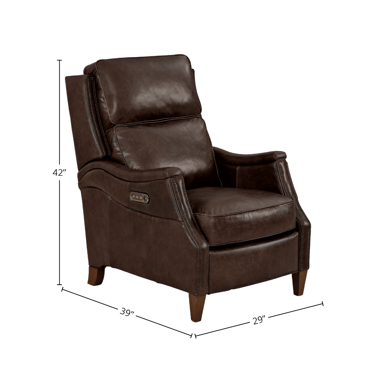 Wynston Power Recliner with Articulating Headrest/Lumbar Support, Leather, Brown - Coja
