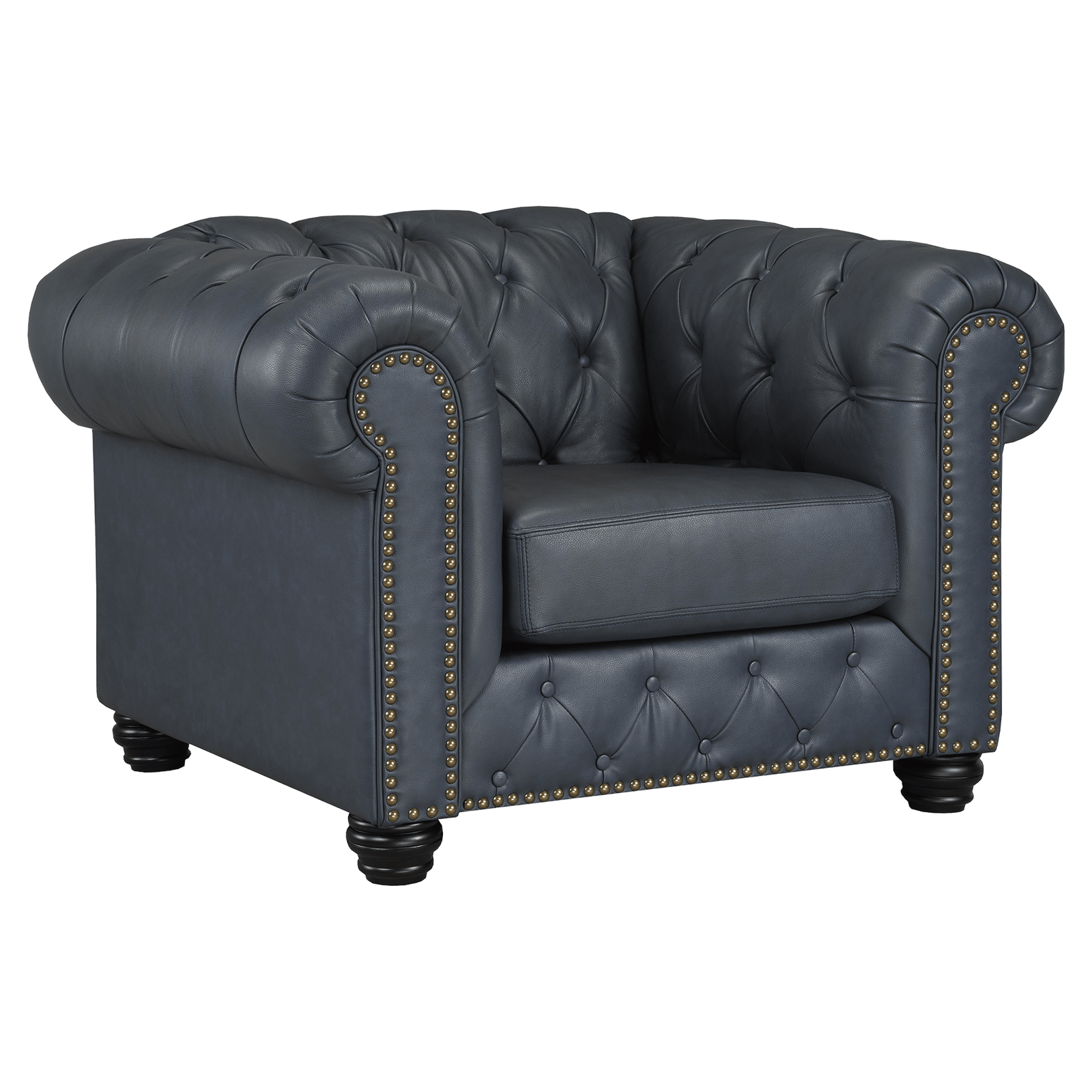 Wigan Leather Armchair Set With Tufting and Nailhead Trim
