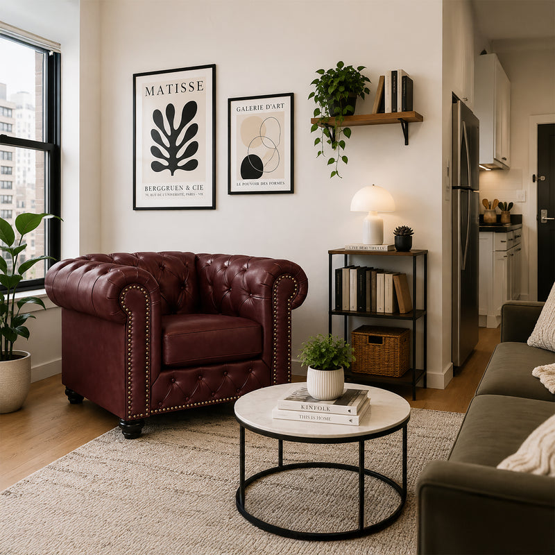 Wigan Leather Armchair Set With Tufting and Nailhead Trim - Coja