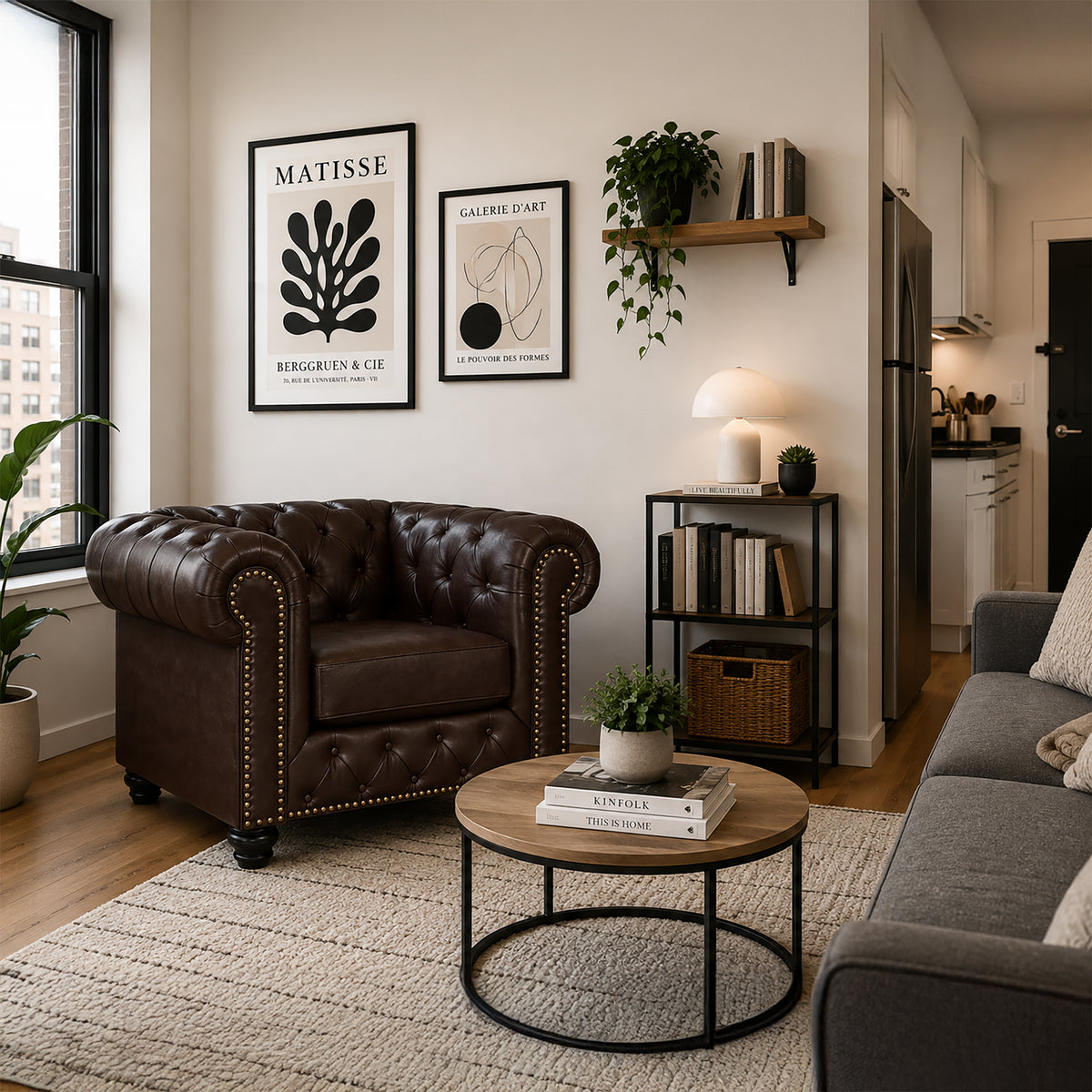 Wigan Leather Armchair Set With Tufting and Nailhead Trim - Coja