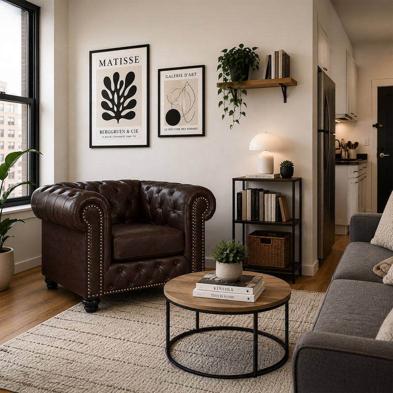 Wigan Leather Armchair Set With Tufting and Nailhead Trim - Coja