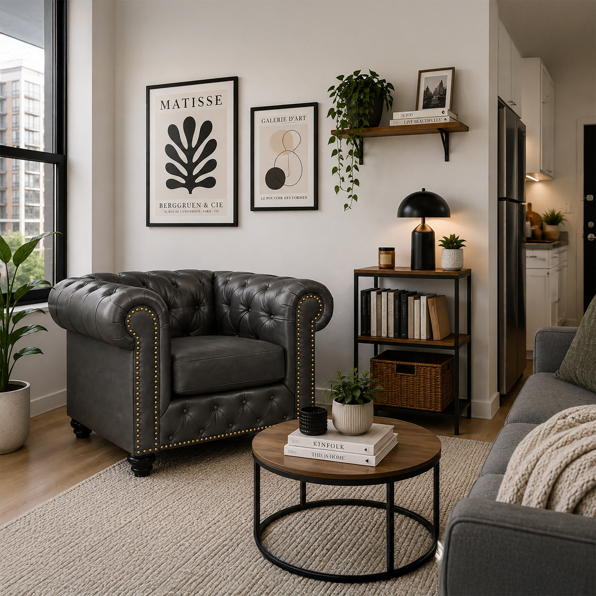 Wigan Leather Armchair Set With Tufting and Nailhead Trim - Coja