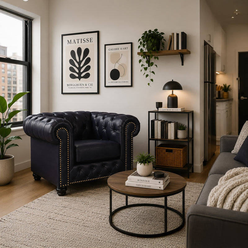 Wigan Leather Armchair Set With Tufting and Nailhead Trim - Coja