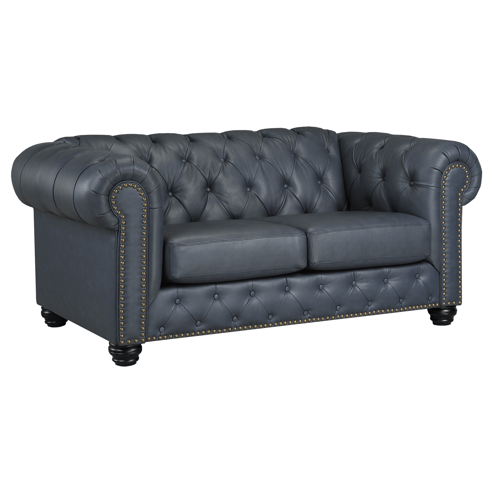 Wigan Leather Loveseat With Tufting and Nailhead Trim