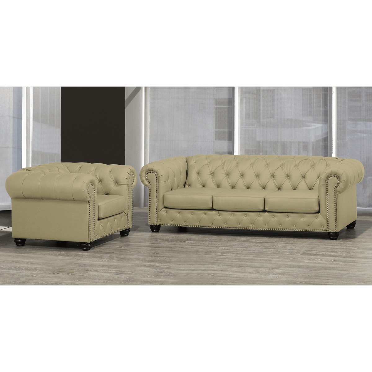 Wigan Top Grain Leather Sofa and Armchair Set - Coja