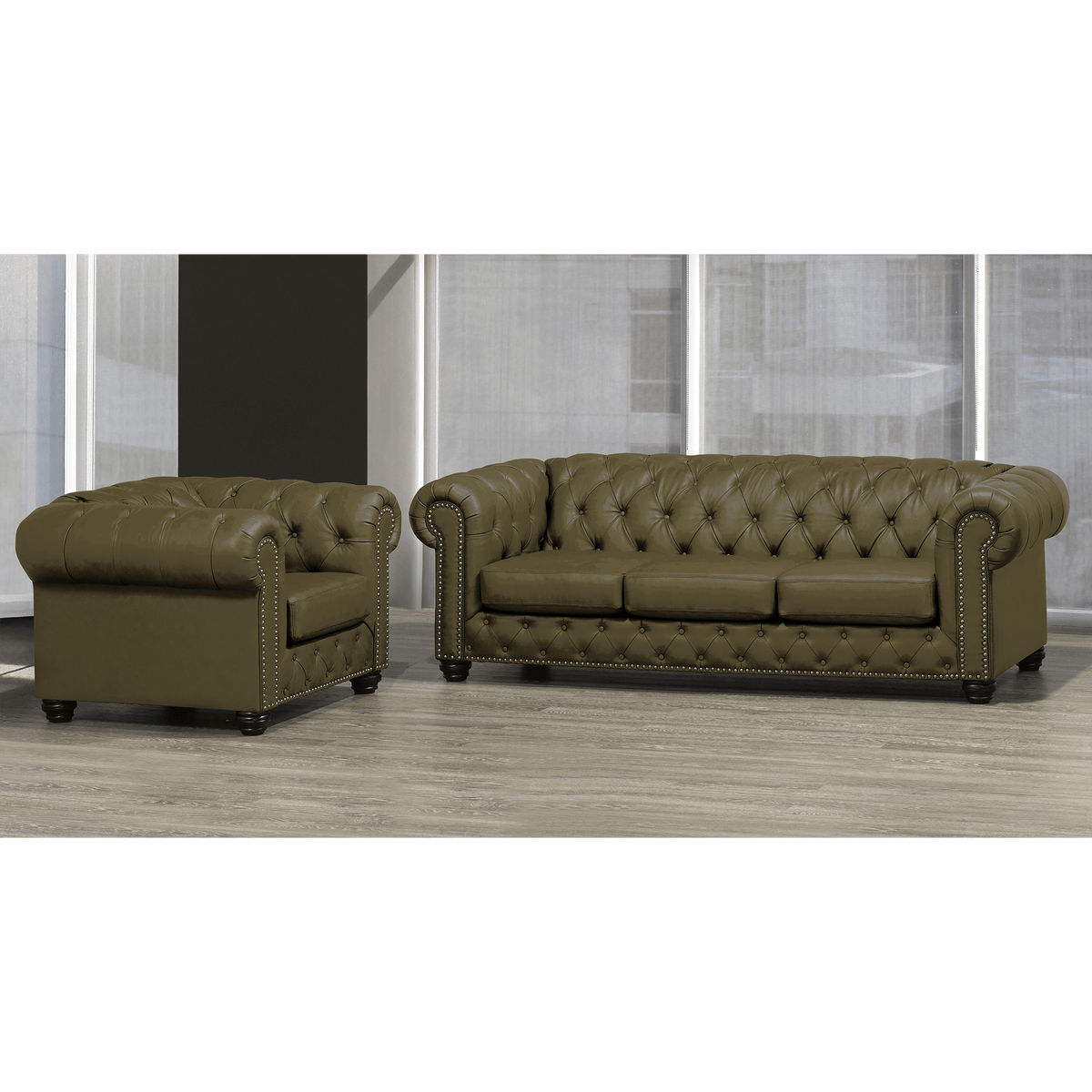 Wigan Top Grain Leather Sofa and Armchair Set - Coja