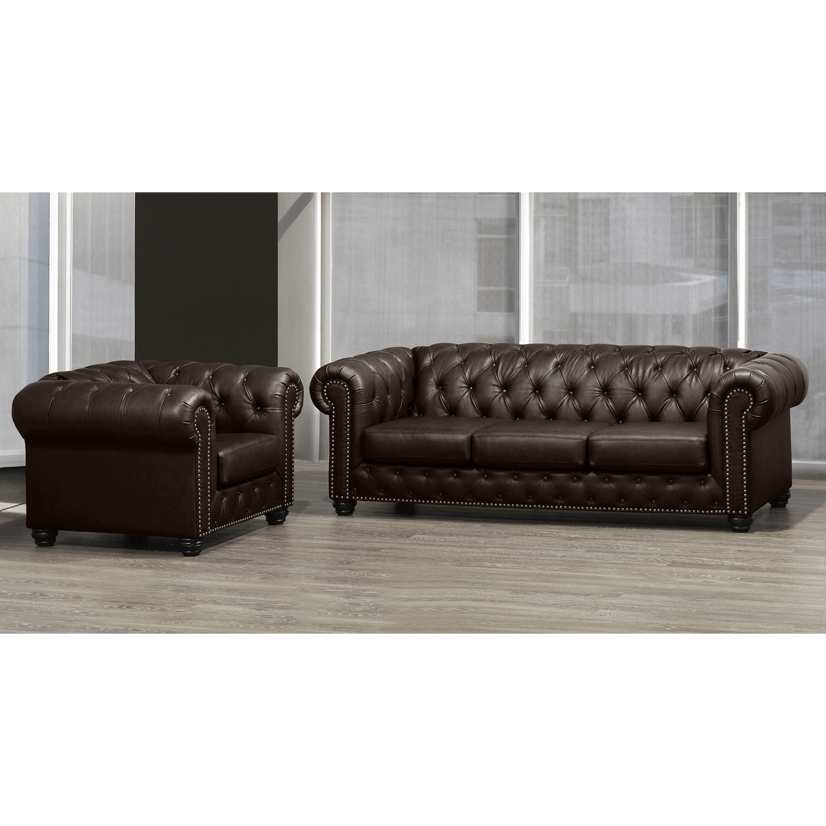 Wigan Top Grain Leather Sofa and Armchair Set - Coja