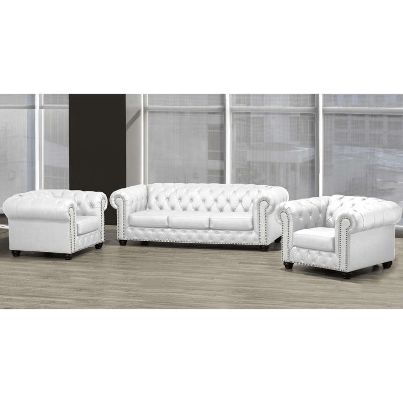 Wigan Top Grain Leather Sofa and Two Chair Set - Coja