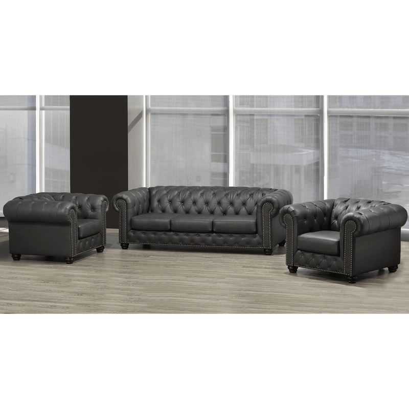 Wigan Top Grain Leather Sofa and Two Chair Set - Coja