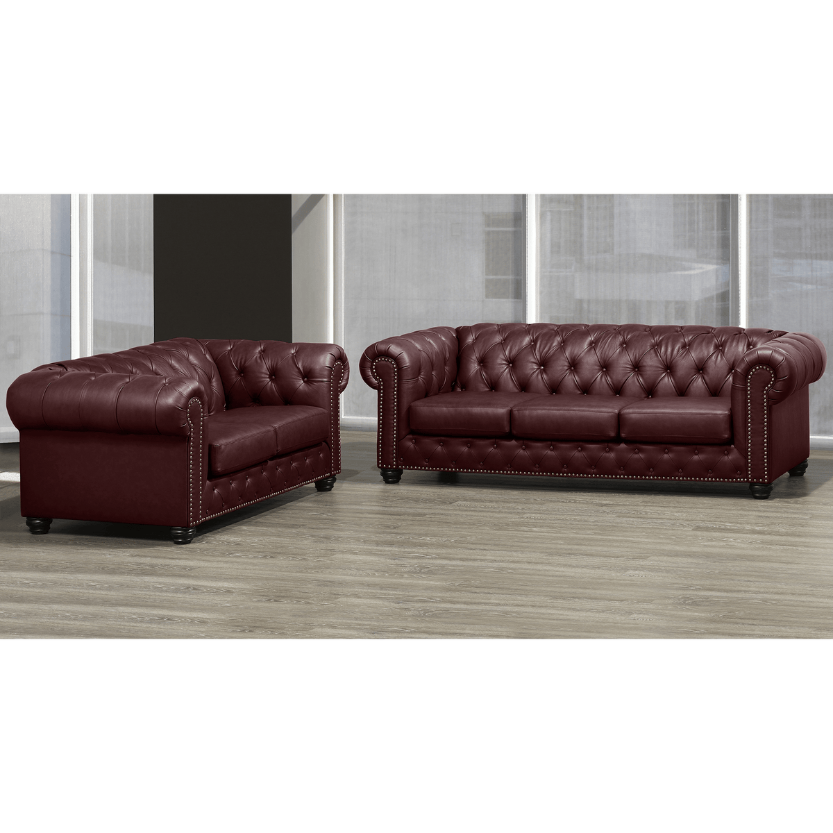 Wigan Top Grain Leather Sofa and Loveseat Set - Coja