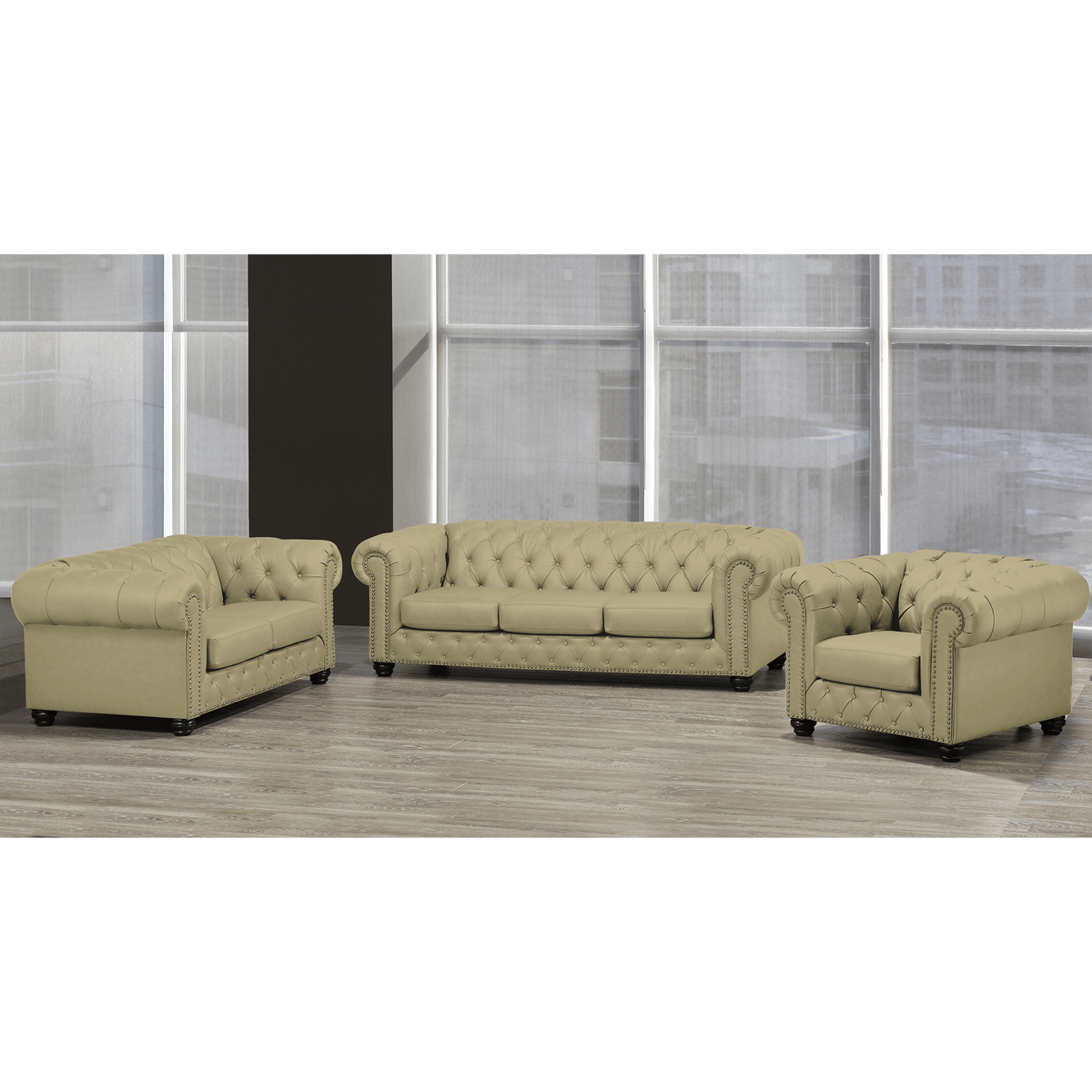 Wigan Top Grain Leather Sofa, Loveseat and Armchair Set - Coja