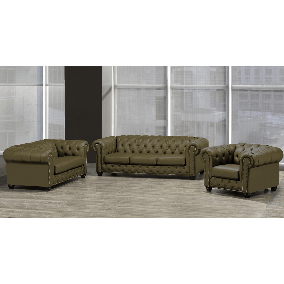 Wigan Top Grain Leather Sofa, Loveseat and Armchair Set - Coja