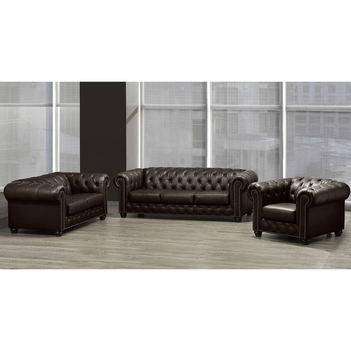 Wigan Top Grain Leather Sofa, Loveseat and Armchair Set - Coja