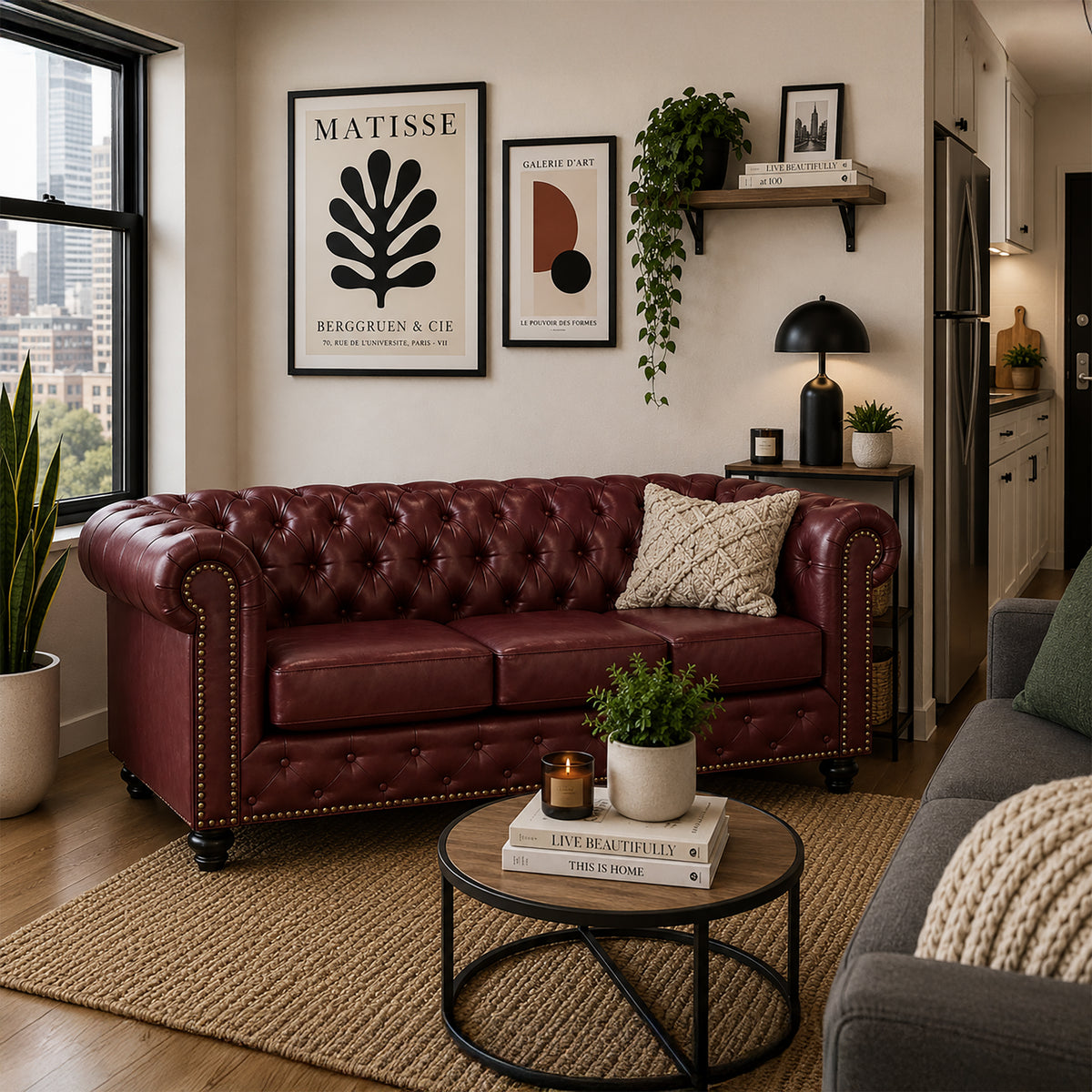 Wigan Leather Sofa With Tufting and Nailhead Trim - Coja