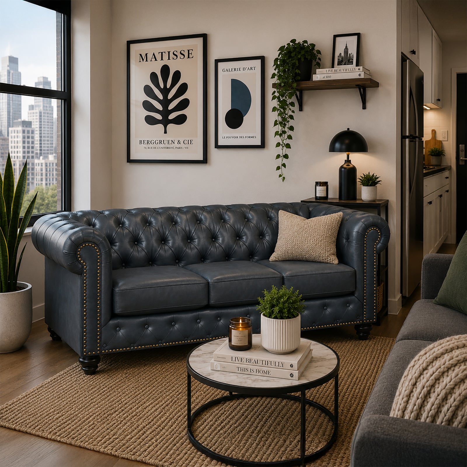 Wigan Leather Sofa With Tufting and Nailhead Trim - Coja