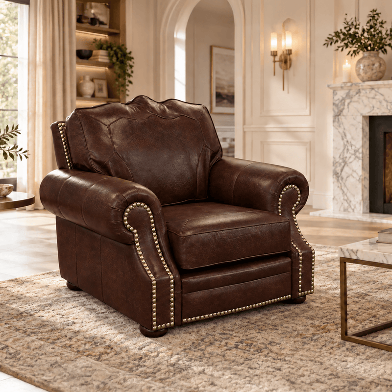 Winchester Genuine Leather Chair With Nailhead Trim - Made in the U.S.A. - Coja