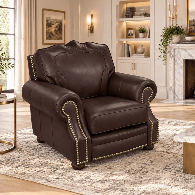 Winchester Genuine Leather Chair With Nailhead Trim - Made in the U.S.A. - Coja