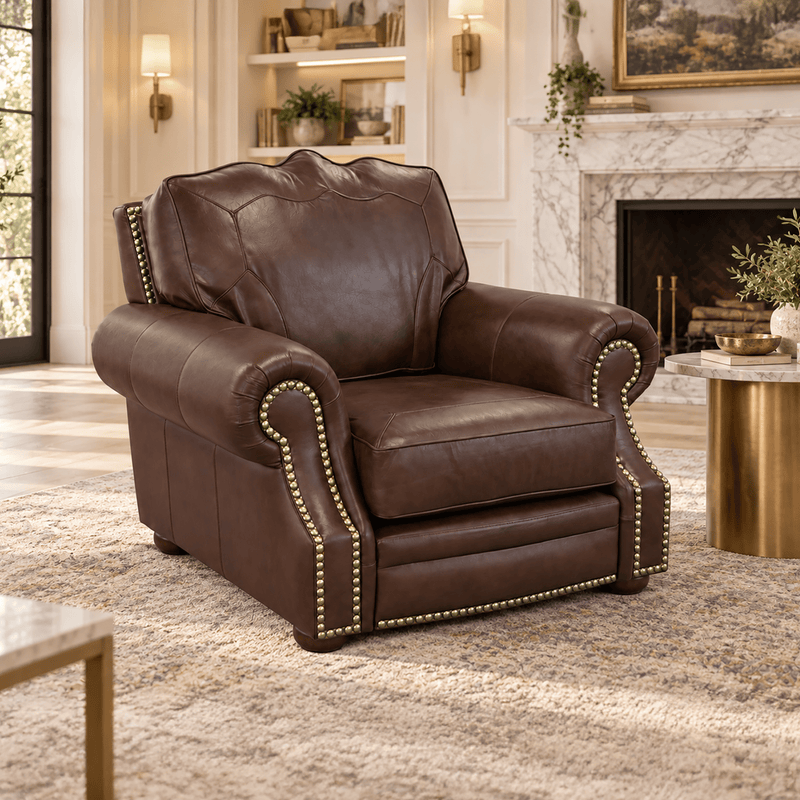 Winchester Genuine Leather Chair With Nailhead Trim - Made in the U.S.A. - Coja