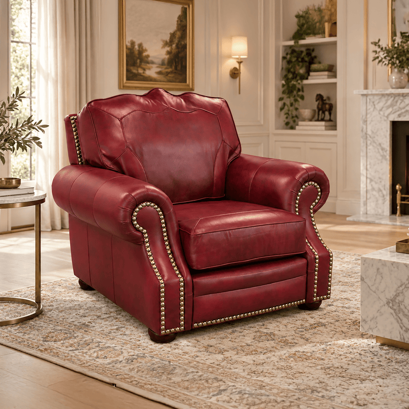 Winchester Genuine Leather Chair With Nailhead Trim - Made in the U.S.A. - Coja