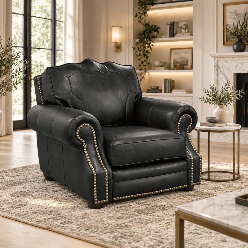 Winchester Genuine Leather Chair With Nailhead Trim - Made in the U.S.A. - Coja