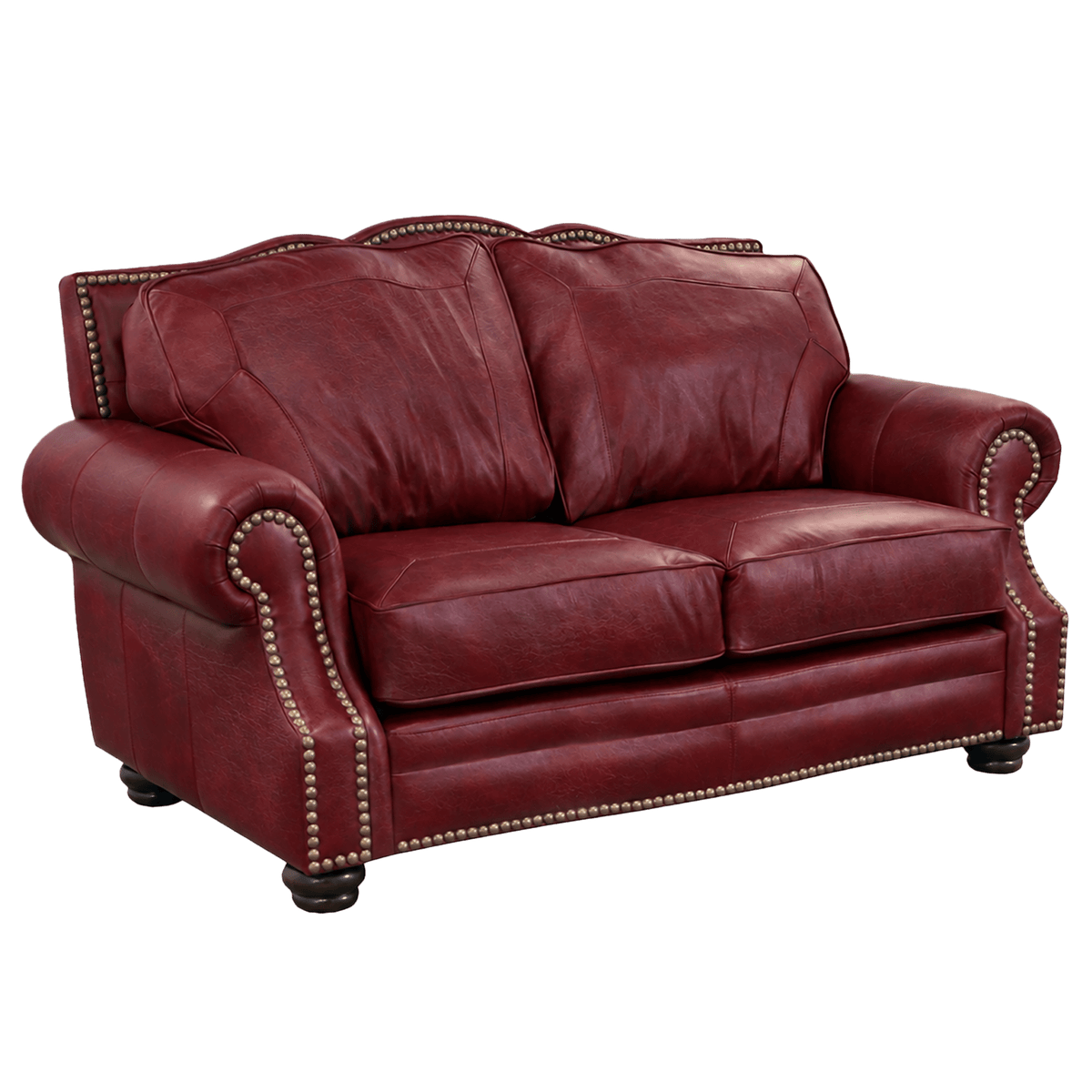 Winchester Genuine Leather Loveseat With Nailhead Trim - Made in the U.S.A. - Coja