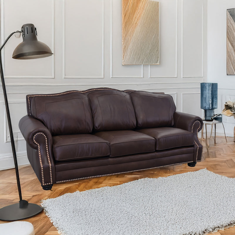 Winchester Genuine Leather Sofa With Nailhead Trim - Made in the U.S.A. - Coja