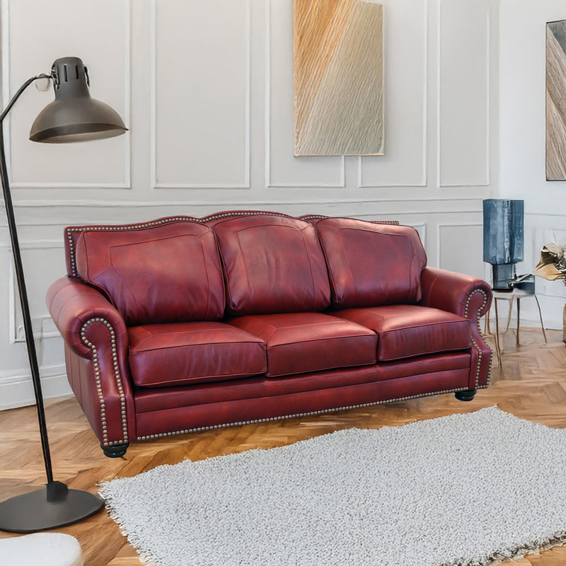 Winchester Genuine Leather Sofa With Nailhead Trim - Made in the U.S.A. - Coja